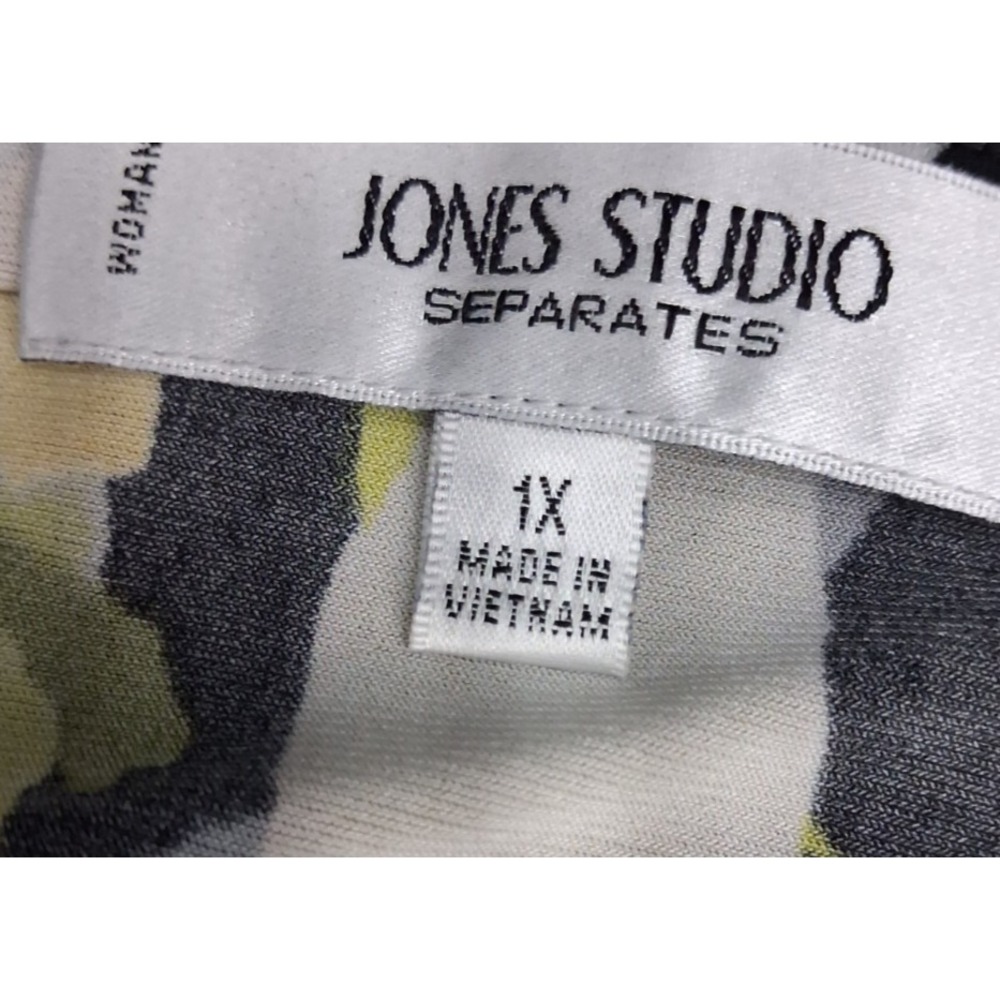 Jones Studio Separates Womens 1X Blouse Cowl Neck Sleeveless Floral Black Yellow - Picture 4 of 8